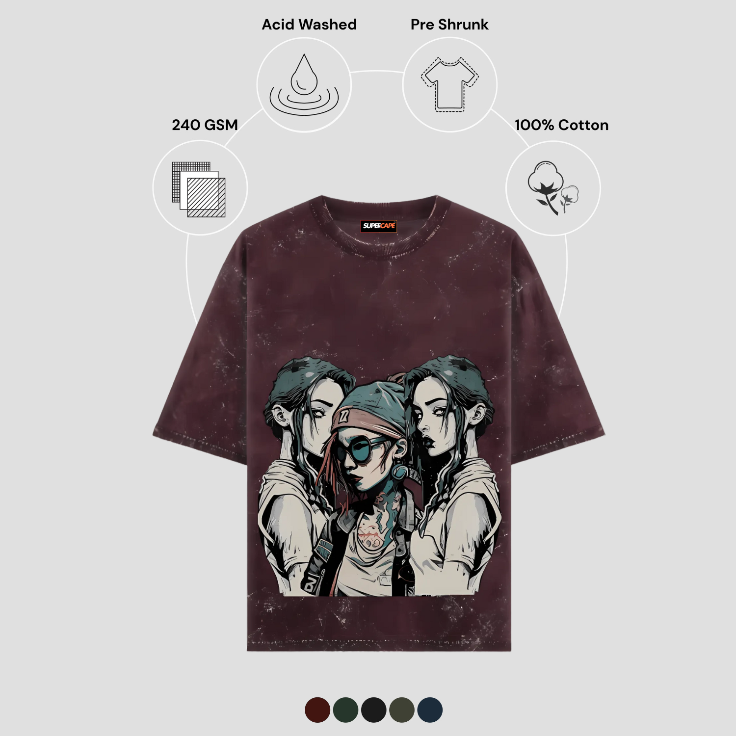 Rider - Unisex Acid Wash Tshirt