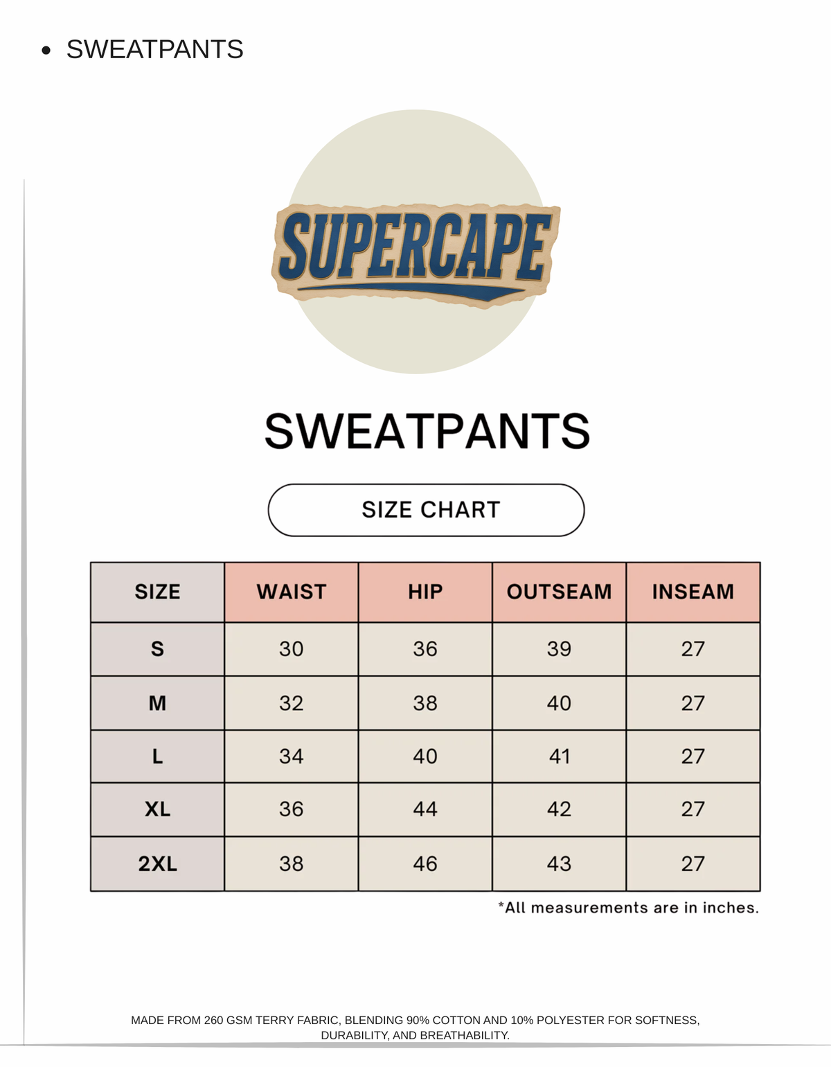 Supercape Unisex Sweatpants
