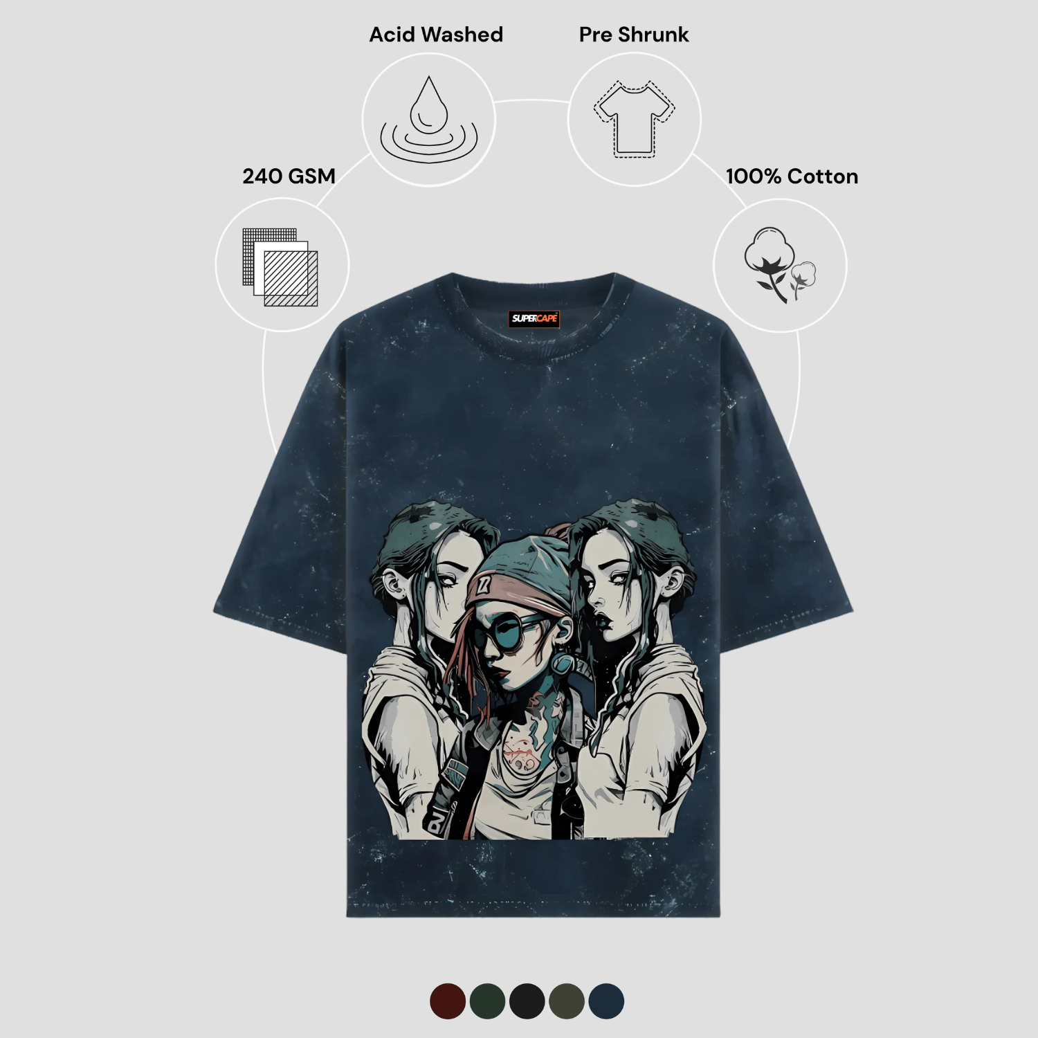Rider - Unisex Acid Wash Tshirt