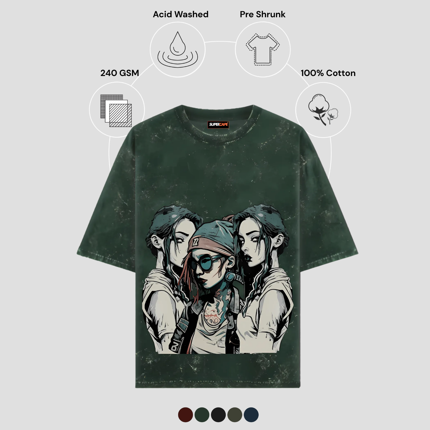 Rider - Unisex Acid Wash Tshirt