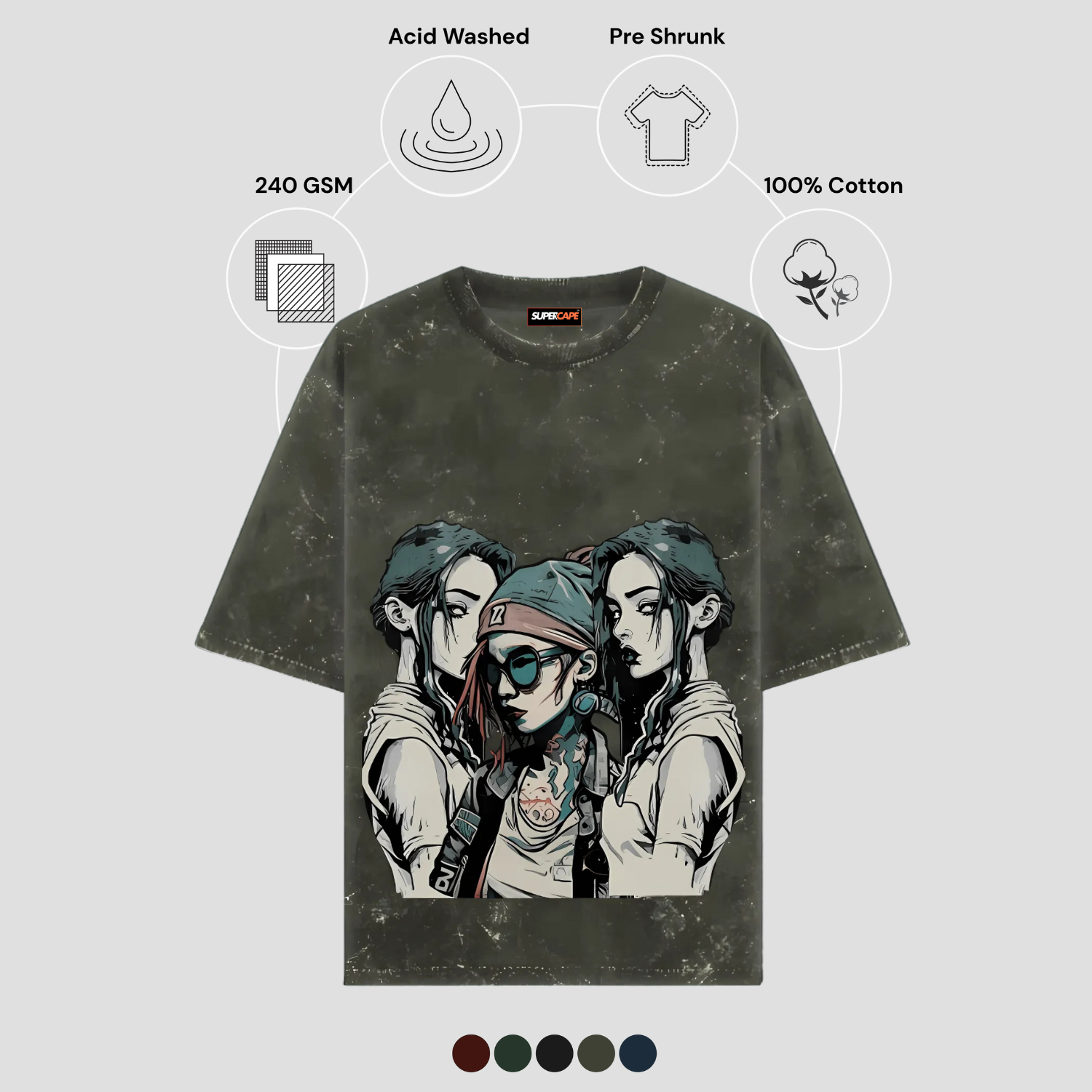 Rider - Unisex Acid Wash Tshirt