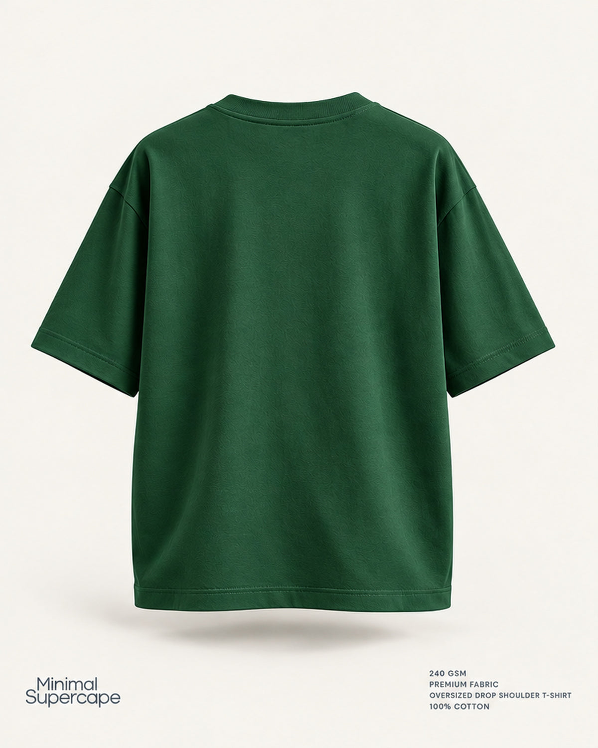 Minimal Bottle Green Oversized T-Shirt – premium plain back view; 240 GSM premium fabric, oversized drop shoulder T-shirt, 100% cotton