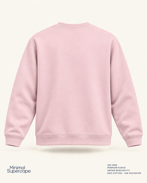 Minimal Baby Pink Unisex Sweatshirt — premium 3D plain back view