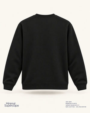 Minimal Black Unisex Sweatshirt — premium 3D plain back view