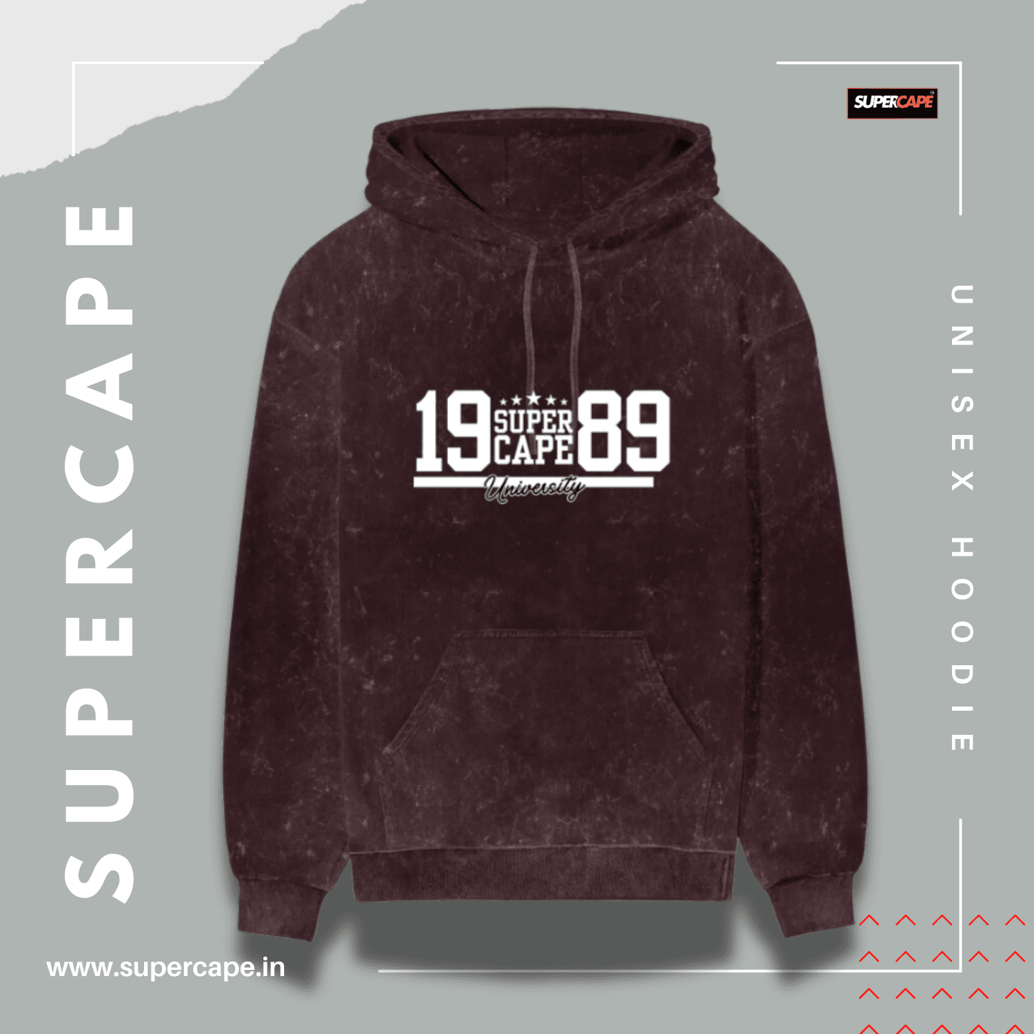 SUPERcape maroon acid wash