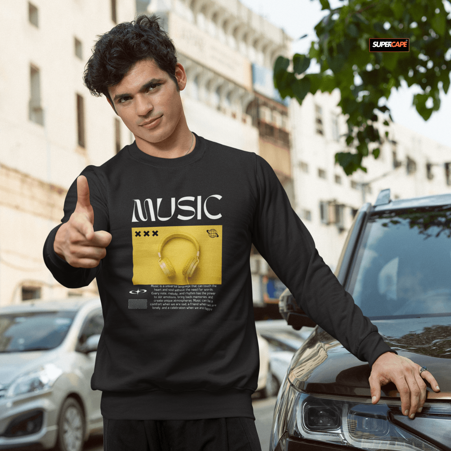 SUPERcape swaetshirt music