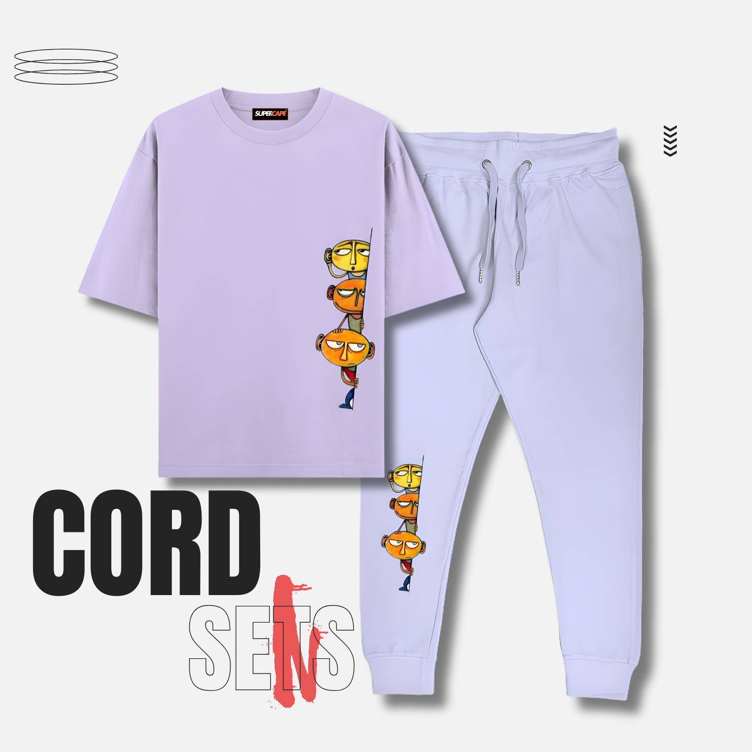 Snooping Lavender Cord Set - Oversized T - Shirt and Jogger