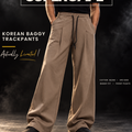 Brown Korean baggy pants campaign poster by SUPERCAPE, 340 GSM cotton blend wide-leg fit