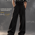 Black Korean baggy pants campaign poster by SUPERCAPE, 340 GSM cotton blend wide-leg fit