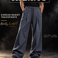 Blue Korean baggy pants campaign poster by SUPERCAPE, 340 GSM cotton blend wide-leg fit