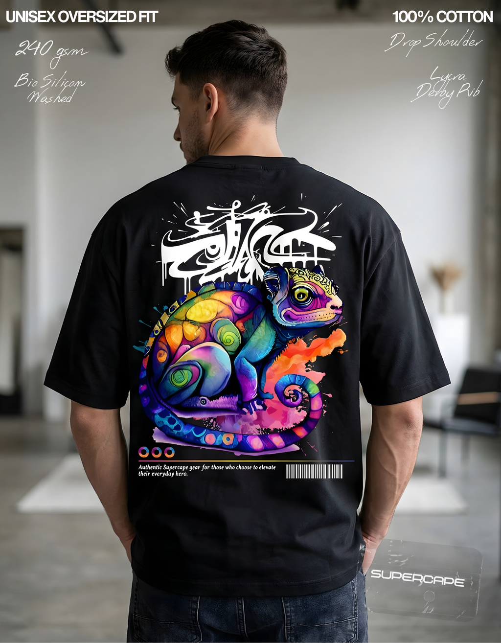 Psychedelic chameleon Unisex Oversized Classic T-Shirt