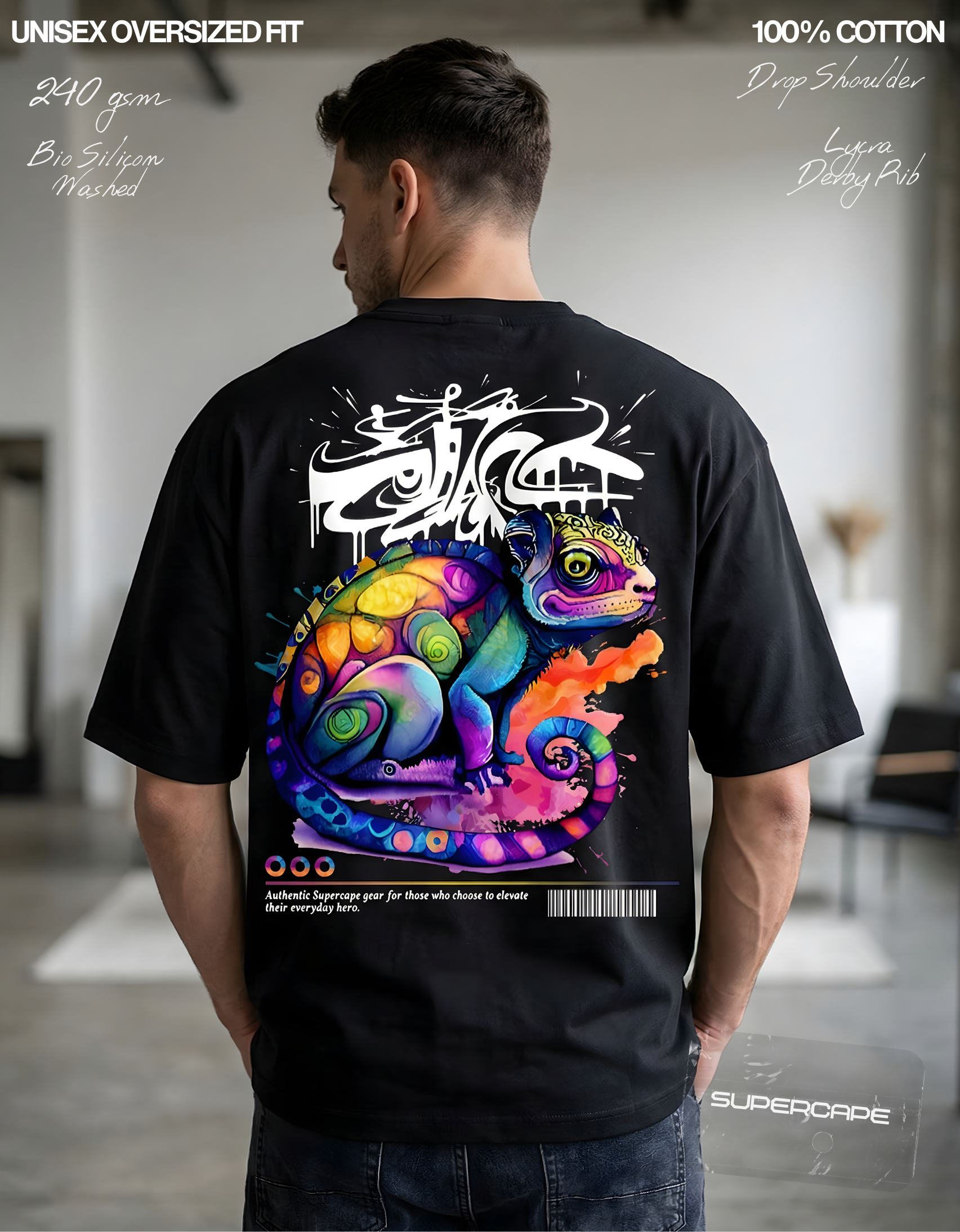 Psychedelic chameleon Unisex Oversized Classic T-Shirt