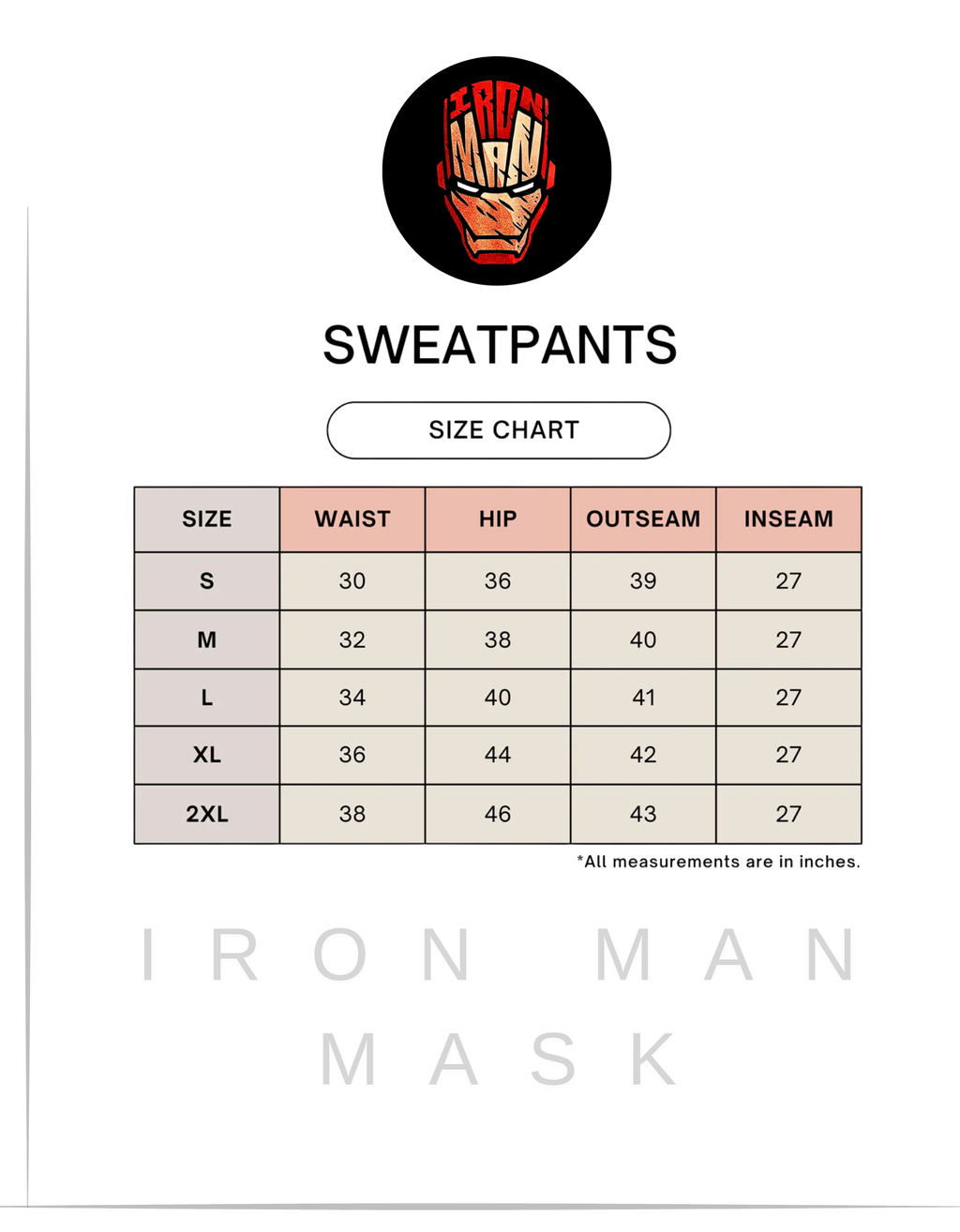 Iron Man Mask Unisex Sweatpants