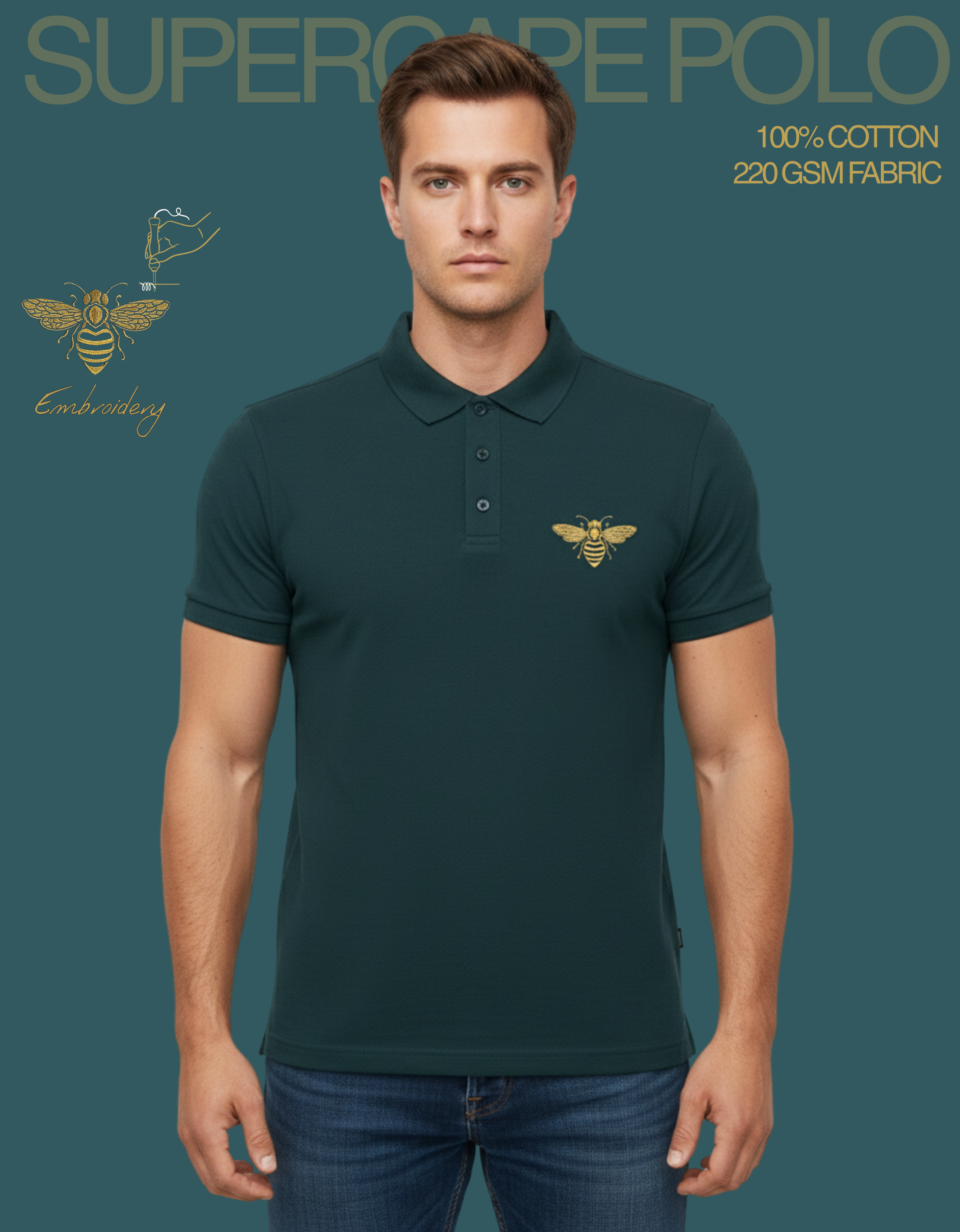 Bee Embroidery Men's Polo