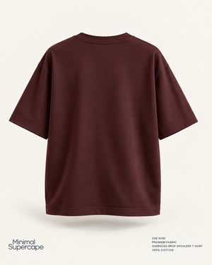 Minimal Maroon Oversized T-Shirt – premium plain back view; 240 GSM premium fabric, oversized drop shoulder T-shirt, 100% cotton