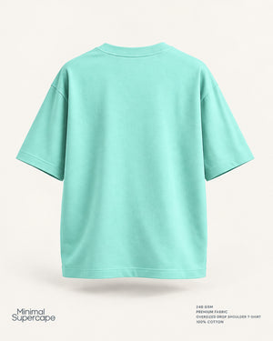 Minimal Mint Oversized T-Shirt – premium plain back view; 240 GSM premium fabric, oversized drop shoulder T-shirt, 100% cotton