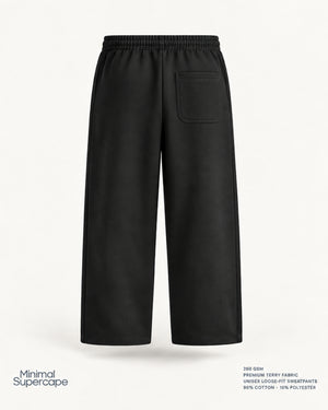 Minimal Black Unisex Sweatpants — premium 3D back view with rear pocket