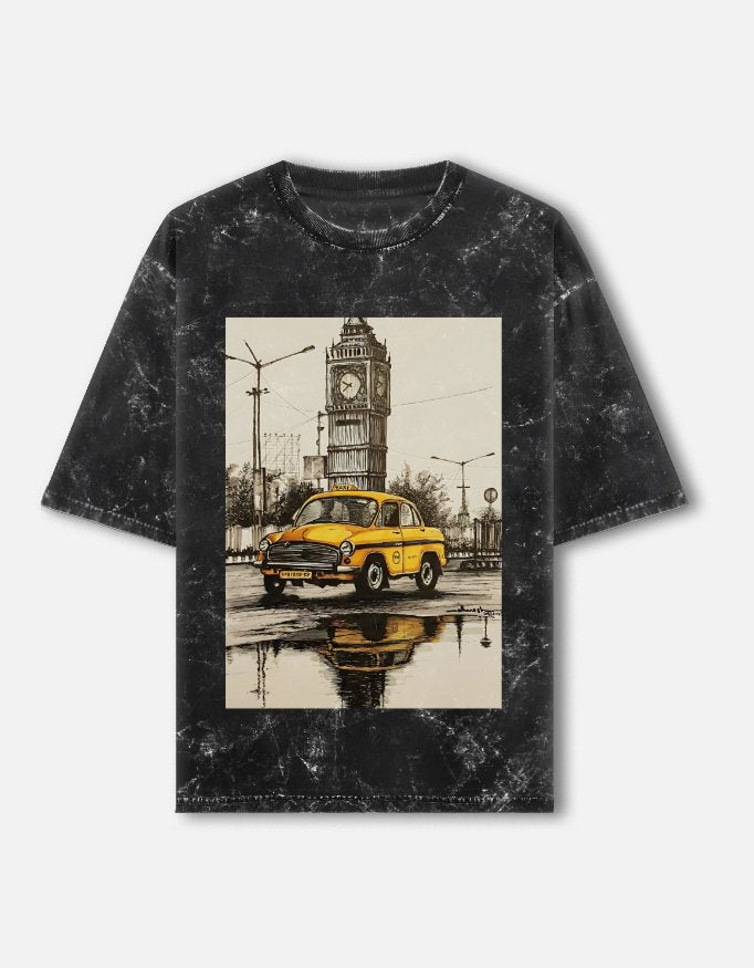Taxi Unisex Acid Washed Oversized Tee