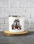 Sitting Teddy White Enamel Mugs