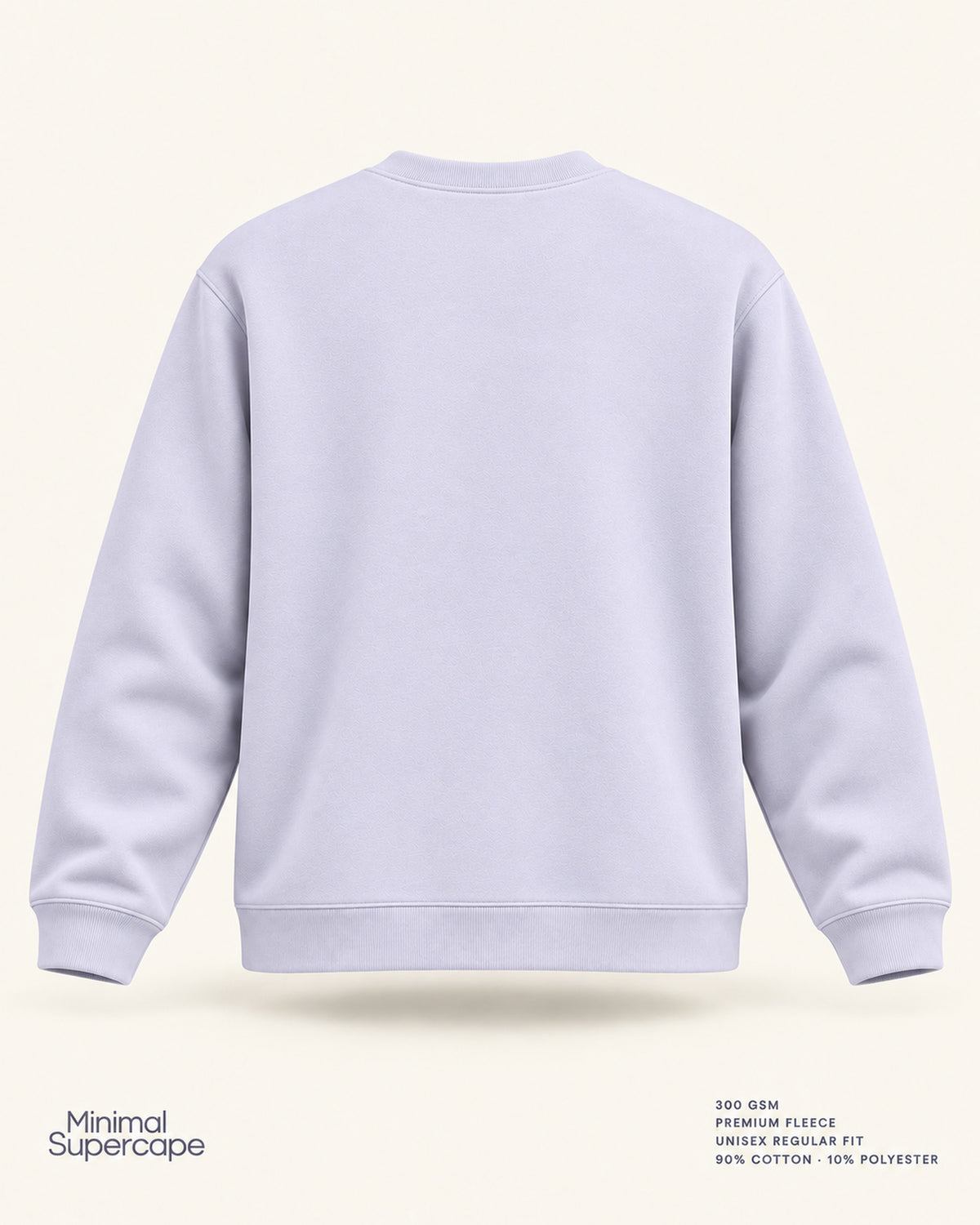 Minimal Lavender Unisex Sweatshirt — premium 3D plain back view