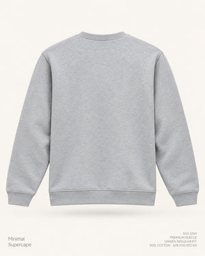 Minimal Grey Unisex Sweatshirt — premium 3D plain back view