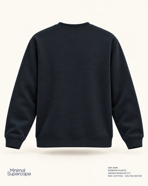 Minimal Navy Blue Unisex Sweatshirt — premium 3D plain back view