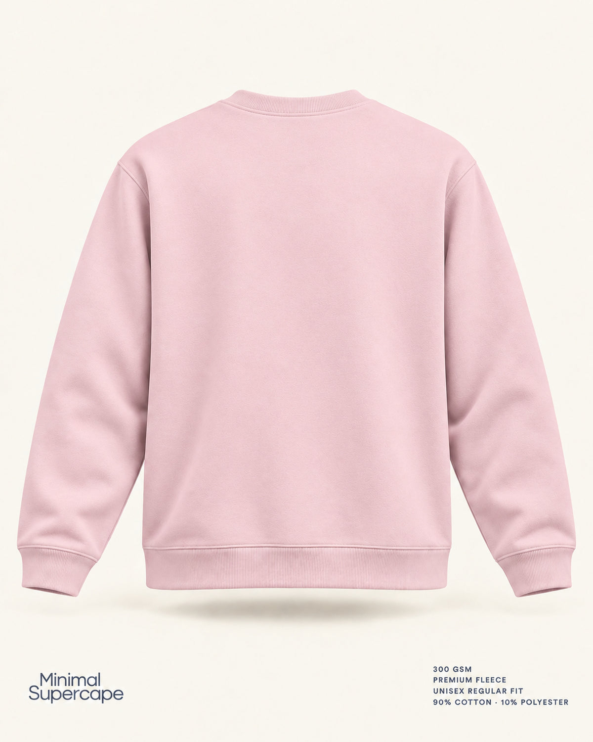 Minimal Baby Pink Unisex Sweatshirt — premium 3D plain back view