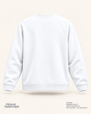 Minimal White Unisex Sweatshirt — premium 3D plain back view