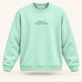 Minimal Mint Unisex Sweatshirt — premium 3D front view with original tonal chest wordmark and SuperCape neck label