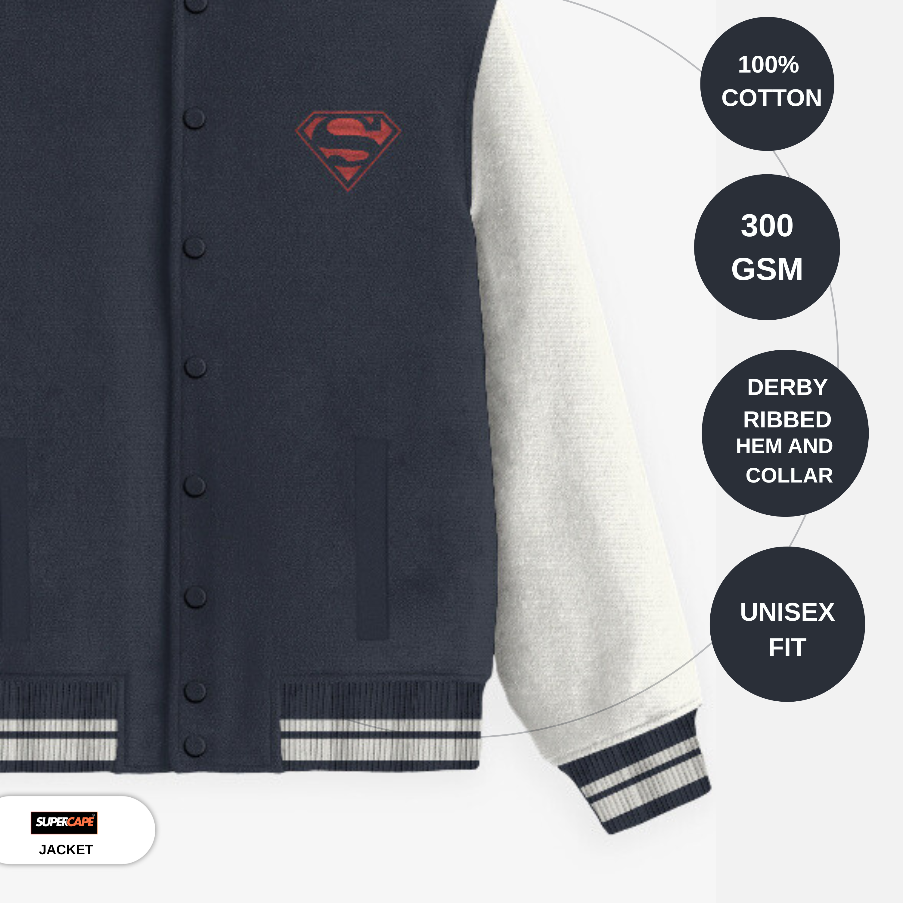 Superman Embroidery Logo Varsity Jacket