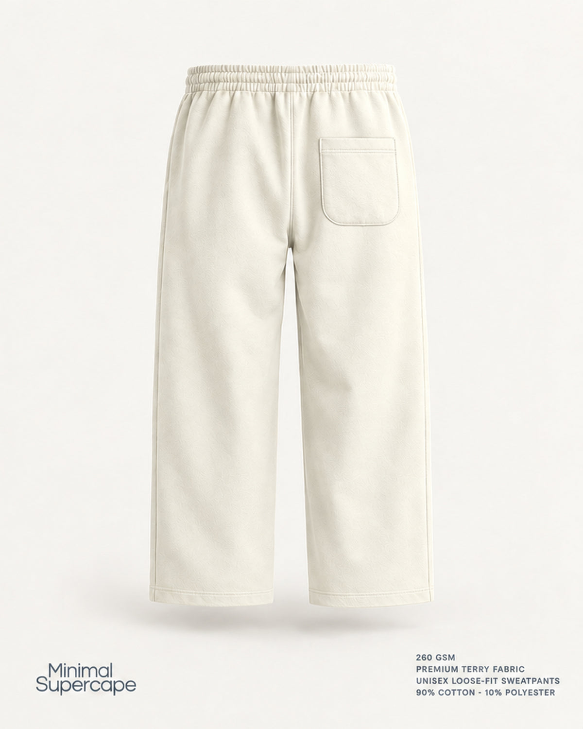 Minimal Off-White Unisex Sweatpants — premium 3D back view with rear pocket