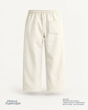 Minimal Off-White Unisex Sweatpants — premium 3D back view with rear pocket