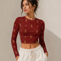 Supercape Elegant Red Full Sleeve Crop top