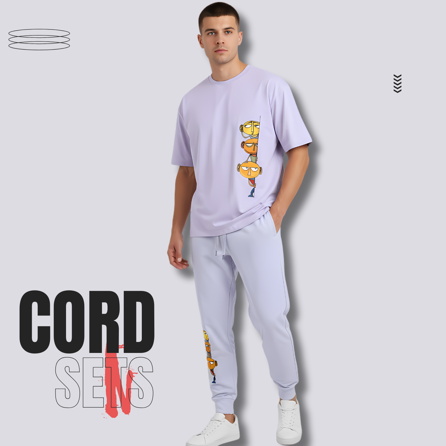 Snooping Lavender Cord Set  - Oversized T - Shirt and Jogger