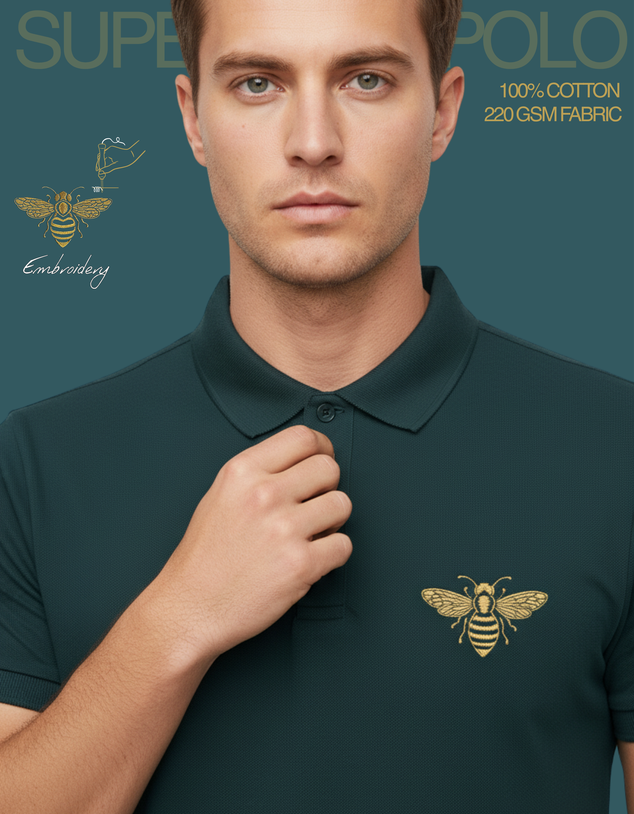 Bee Embroidery Men's Polo