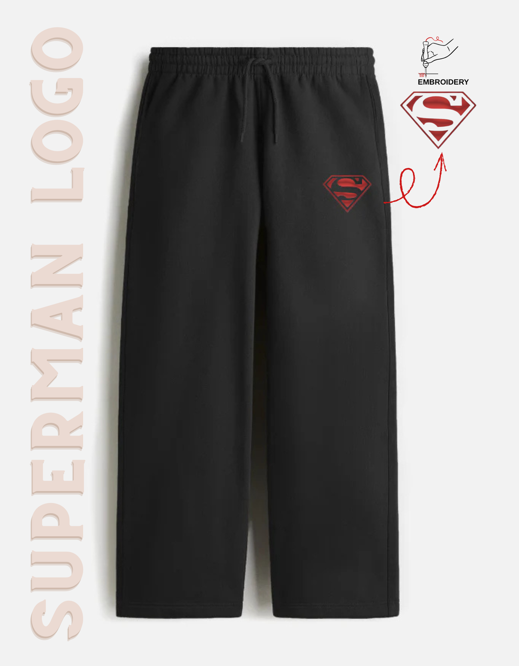 Superman Embroidery Logo Unisex Sweatpants